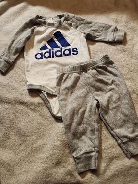 Adidas Grey Body Suit And Carters Sweatpant Joggers with Elastic Waistband
